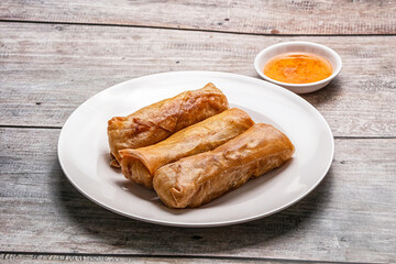 Traditional crispy fried stuffed springroll