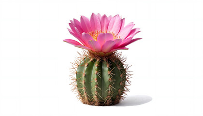 isolated cactus with pink flower