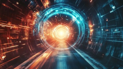 Obraz premium Futuristic Light Tunnel with Energy Core