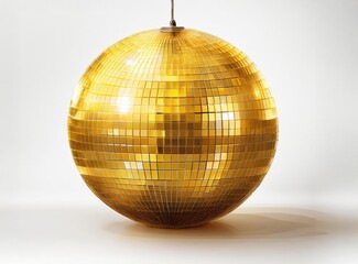 Obraz premium golden disco ball on white background, 80s disco ball