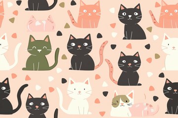 Obraz premium Playful Cat Pattern