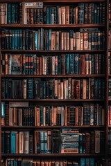 Colorful Bookshelf Filled with Various Books