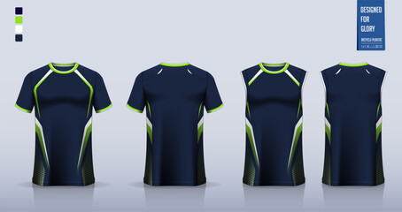 Soccer jersey, football kit, sportswear, basketball uniform, tank top, running singlet or t-shirt mockup. Fabric pattern design.  © tondruangwit