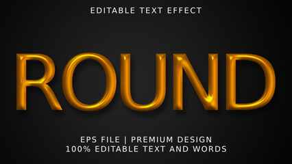Golden shiny realistic 3d inscription Round isolated on black background. Vector illustration