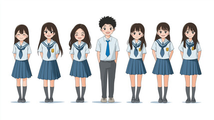 Obraz premium 高校生のイラスト
