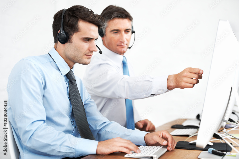 Poster call center, consultant and mentor for training with computer, web support or customer service with 