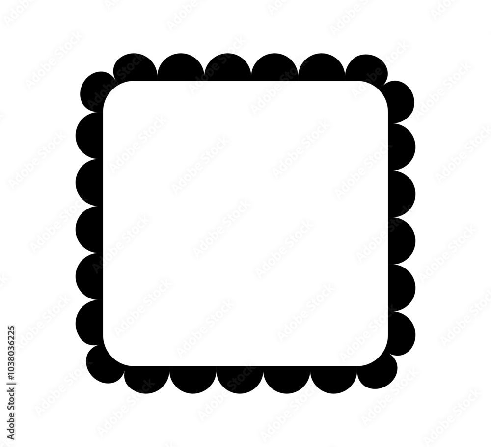 Poster scalloped edge square frame. simple rectangle scalloped border. fabric lace pattern frame. repeat cu