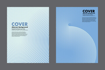 Modern vector geometric abstract background featuring an infinity symbol design and halftone dot pattern on blue gradient. For cover, digital artwork, posters, annual report. Minimalist style.