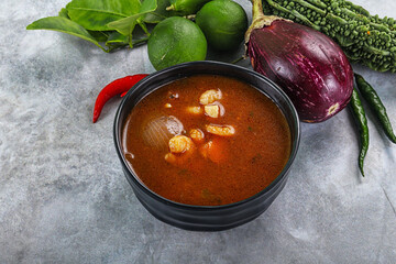 Spicy and Sour Soup with Prawns