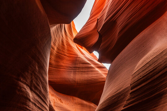 Sunlight highlights the stunning curves of Antelope Canyon