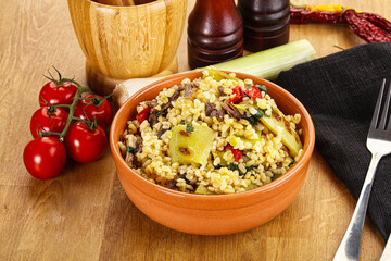 Bulgur with lamb and vegetables