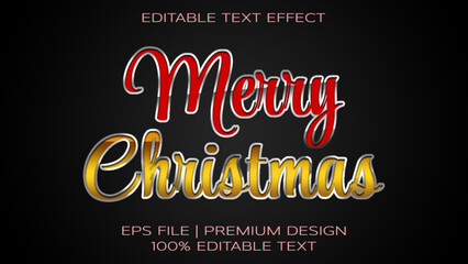 Editable text effect Merry Christmas text style. Christmas holiday editable text effect