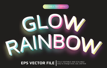 Editable Text Effect with Glowing Rainbow Style