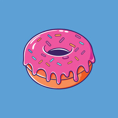 Pink Glazed Donut With Sprinkles Cartoon Vector Icon Illustration.