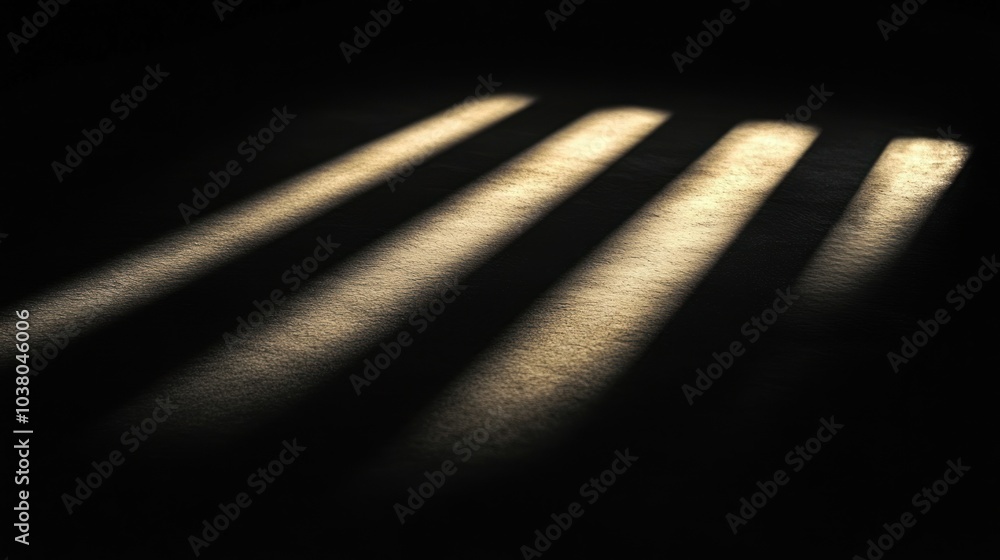 Poster shadows cast on a surface, creating a dramatic interplay of light and dark.