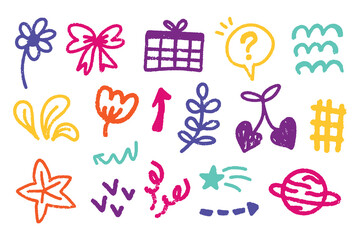 Colorful Cute Crayon Texture Doodle Collection