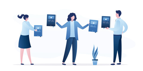 Book crossing, exchange, swap concept. People sharing, giving and getting literature to read. Readers friends, bookworms and bookcrossing. Happy persons with books,