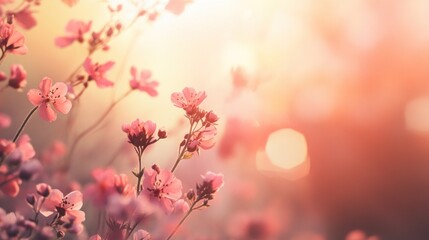 Blossoming Cherry Blossoms in a Serene Sunset Glow with Warm Pastel Hues in Spring Season