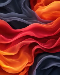 Obraz premium Abstract Swirling Gradient of Red, Orange, and Black, Dynamic and Textural