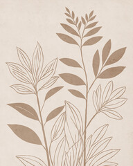 Printable botanical illustration. Rustic style home decor, wall decoration, picture in the frame. Grunge, vintage illustration.