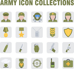 Green army Icon collections sheet