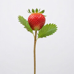 Single Strawberry Leave in White Background