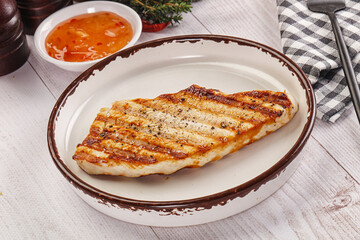 Grilled turkey fillet steak with sauce