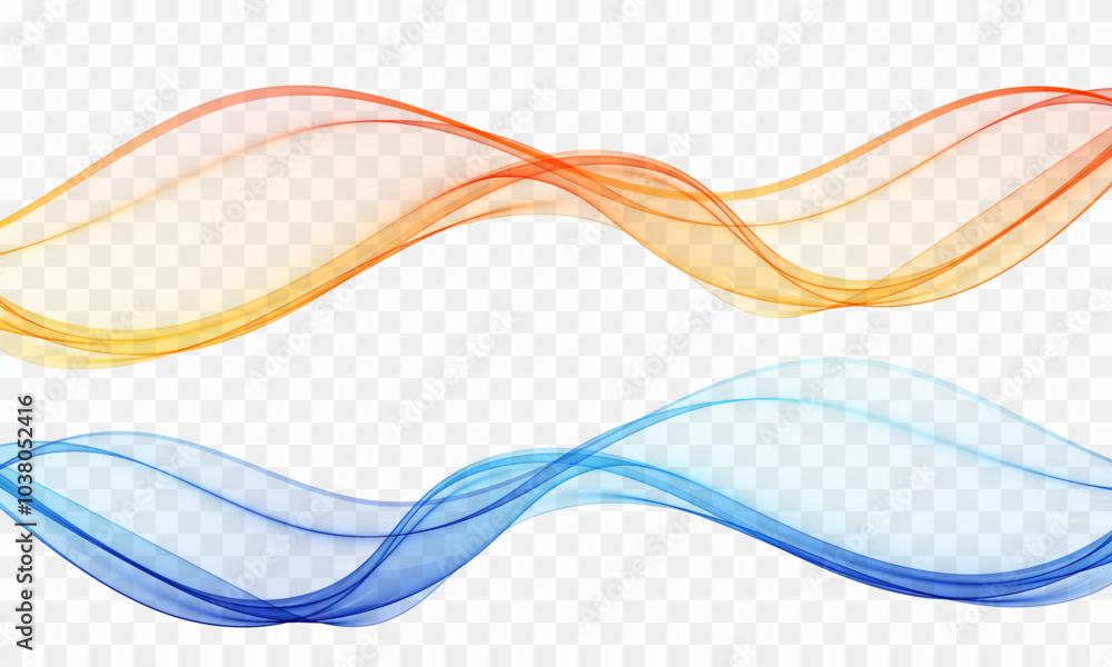 Canvas Prints a set of abstract waves, a blue wave and an orange wave.
