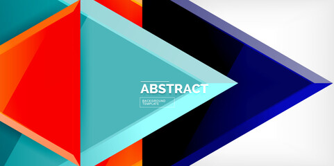 Abstract background - colorful triangles with 3d effect. Vector Illustration For Wallpaper, Banner, Background, Card, Book Illustration, landing page