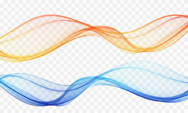 A set of abstract waves, a blue wave and an orange wave.