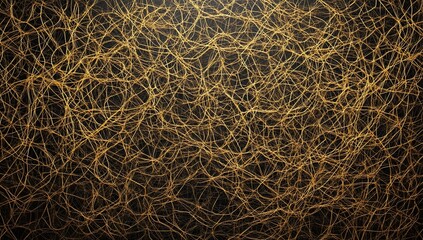 A large number of golden wires interlaced in an intricate pattern. 