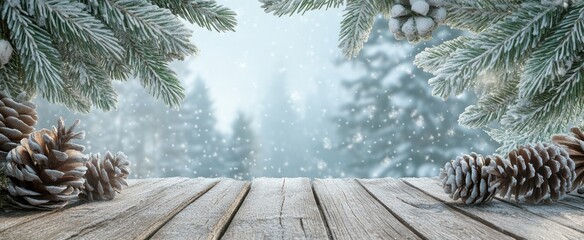 The Snowy Pine Forest View