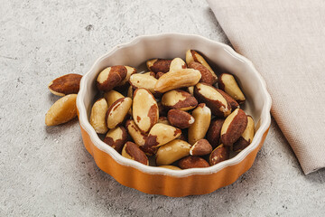 Brazil nut kernel in the bowl