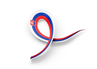 3d Flag Of Slovakia Shiny Wavy Awareness Ribbon flag Isolated On White Background 3d Illustration