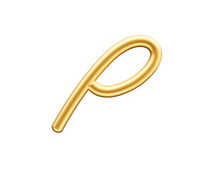 3d Golden Shiny Small Letter p Alphabet p Rounded Inflatable Font White Background 3d Illustration