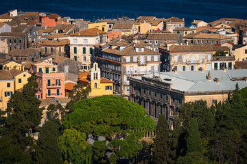 View of the Corfu Old Town, Greece. Famous tourist attraction and travel destination