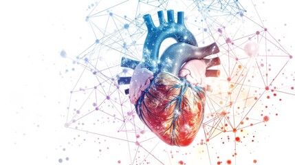 a serene human heart suspended within a cosmic network of interconnected neurons and celestial bodies, illustrating the profound connection between emotion and the celestial realm