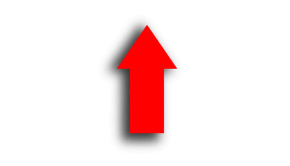 Up red arrow with shadow on white background design template. Investment value economy growth concept.	
