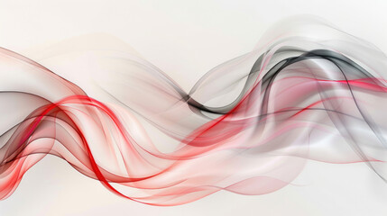 Obraz premium A fluid composition of red, black, and white lines creates an elegant, serene atmosphere, evoking a sense of movement and harmony.
