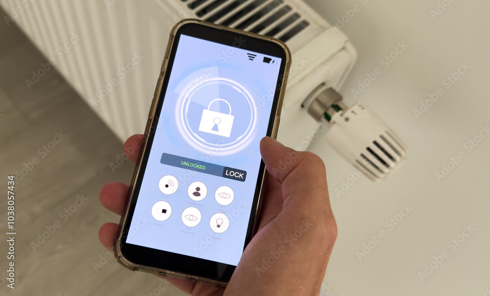 Aufkleber application for managing connected thermostatic heads. the app indicates the name of each room with 