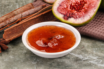 Sweet fig jam in the bowl