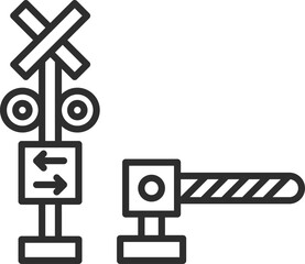 線画駅関連の単品アイコン　踏切