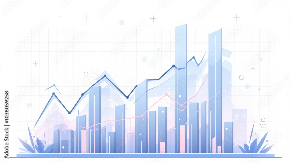 Aufkleber futuristic data visualization with geometric shapes and soft colors