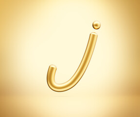 3d Golden Shiny Small Letter j Alphabet j Rounded Inflatable Font Golden Background 3d Illustration
