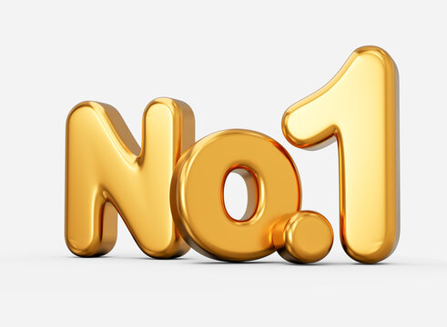 3D Golden No.1 Text Champion Or Winner Golden 3D Number One On White Background 3d Illustration