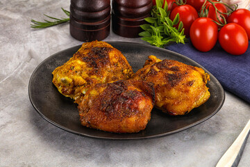 Roasted chicken thighs  with spices