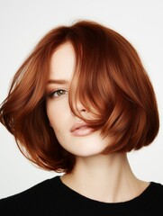 Naklejka premium model with Chestnut Brown hair color and bob hairstyle