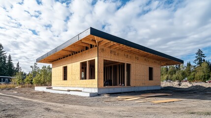 Obraz premium Modern Wood Frame House Construction 