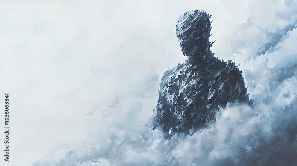 Poster a mysterious misty figure transcending form and identity capturing the essence of transience in a dr