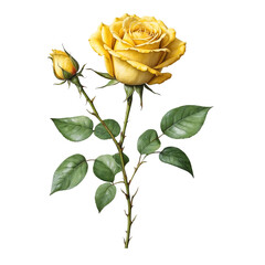 Yellow rose, Watercolor yellow rose with isolated background, Minimalist watercolor yellow rose with isolated background, Yellow rose with isolated background.